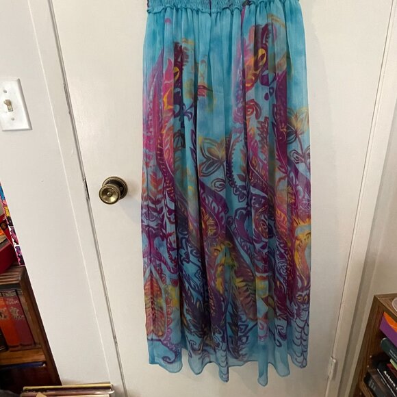 Boho Paisley Print Chiffon Maxi Dress NWT - Picture 7 of 11